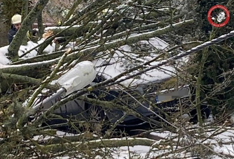 W Pruszkowie na samochód spadło drzewo. Skutki silnego wiatru