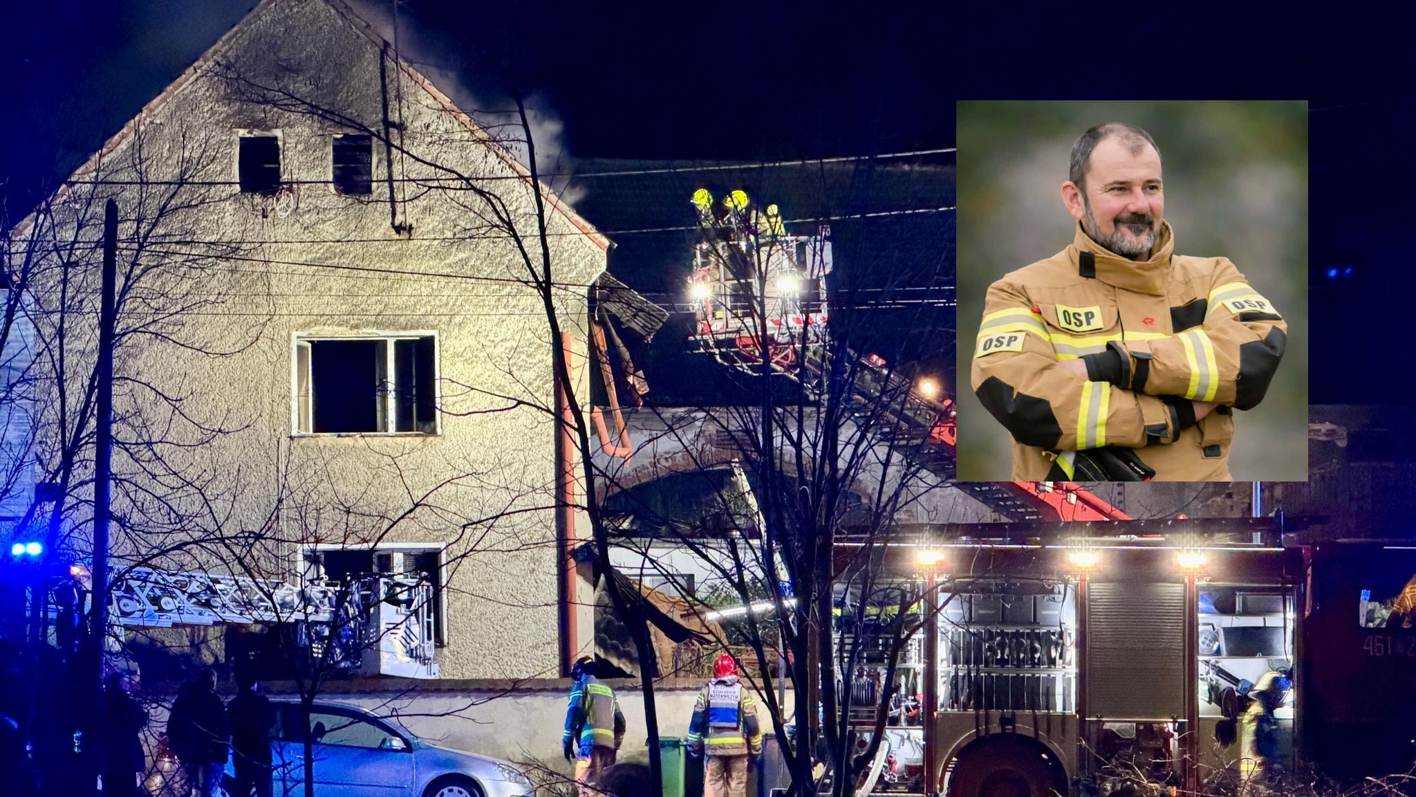 Strażak z OSP Otmuchów wbiegł w płonący dom po cywilnemu. Jedną osobę uratował, drugiej już nie zdążył