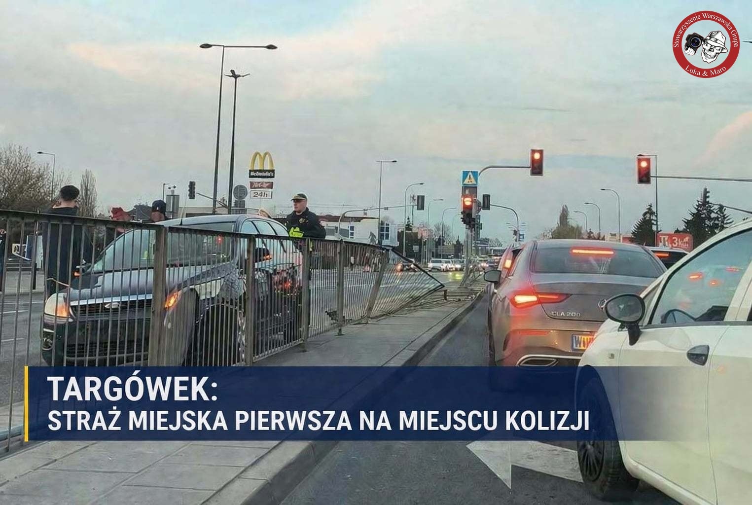 Groźna kolizja na Radzymińskiej, interweniowała straż miejska
