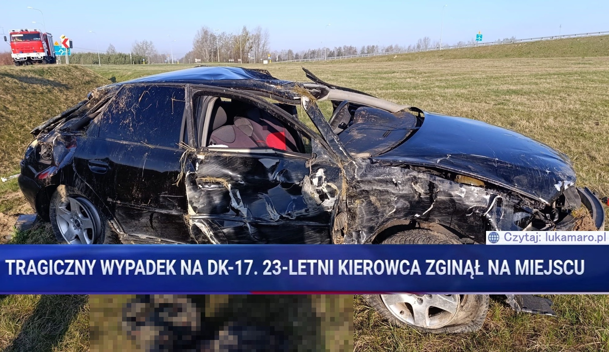 Tragedia na łuku drogi. Audi wypadło z jezdni, kierowca nie żyje