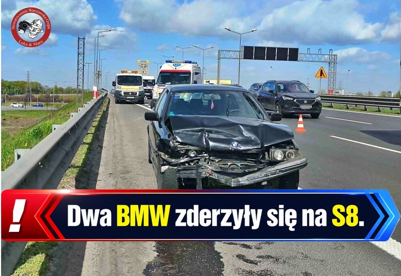 Dwa BMW rozbite na S8! Najechanie na tył przy węźle Mory