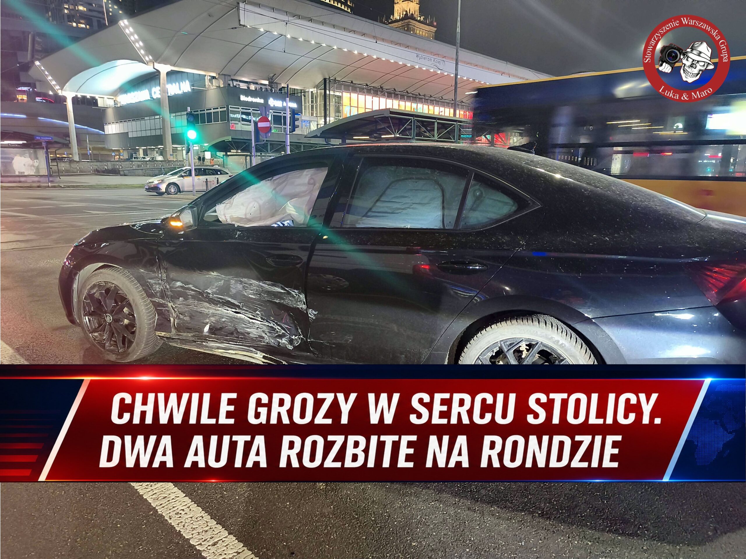 Zderzenie dwóch aut na Rondzie Czterdziestolatka. Jedna osoba poszkodowana
